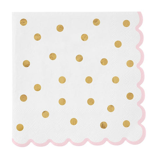 Foil Paper Napkin with Scallop | Gold Dot