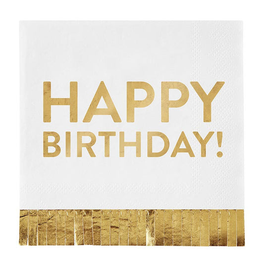 Foil Fringe Napkin | Happy Birthday