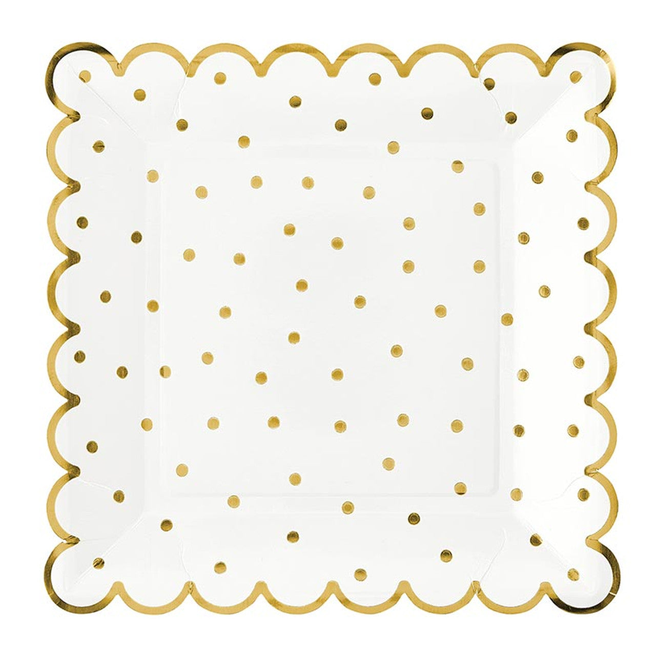 Paper Plate | Scallop Gold Polka Dot