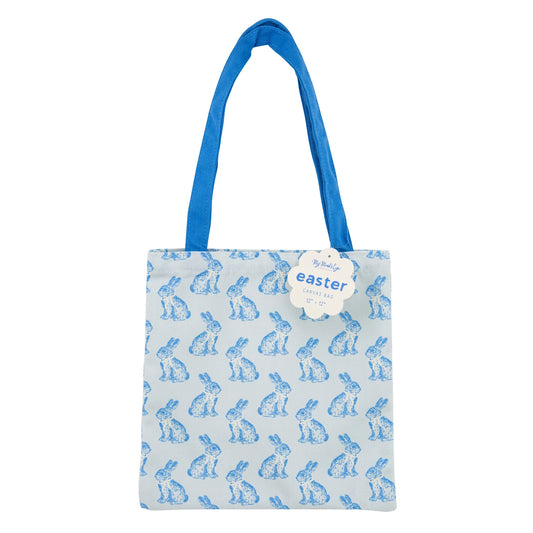 Blue Bunny Toile Canvas Bag