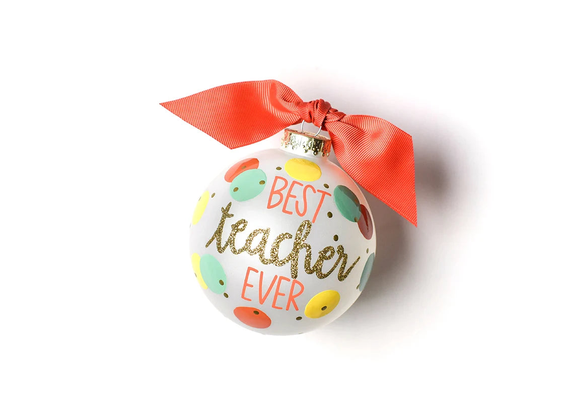 Best Teacher Ever Glass Ornament