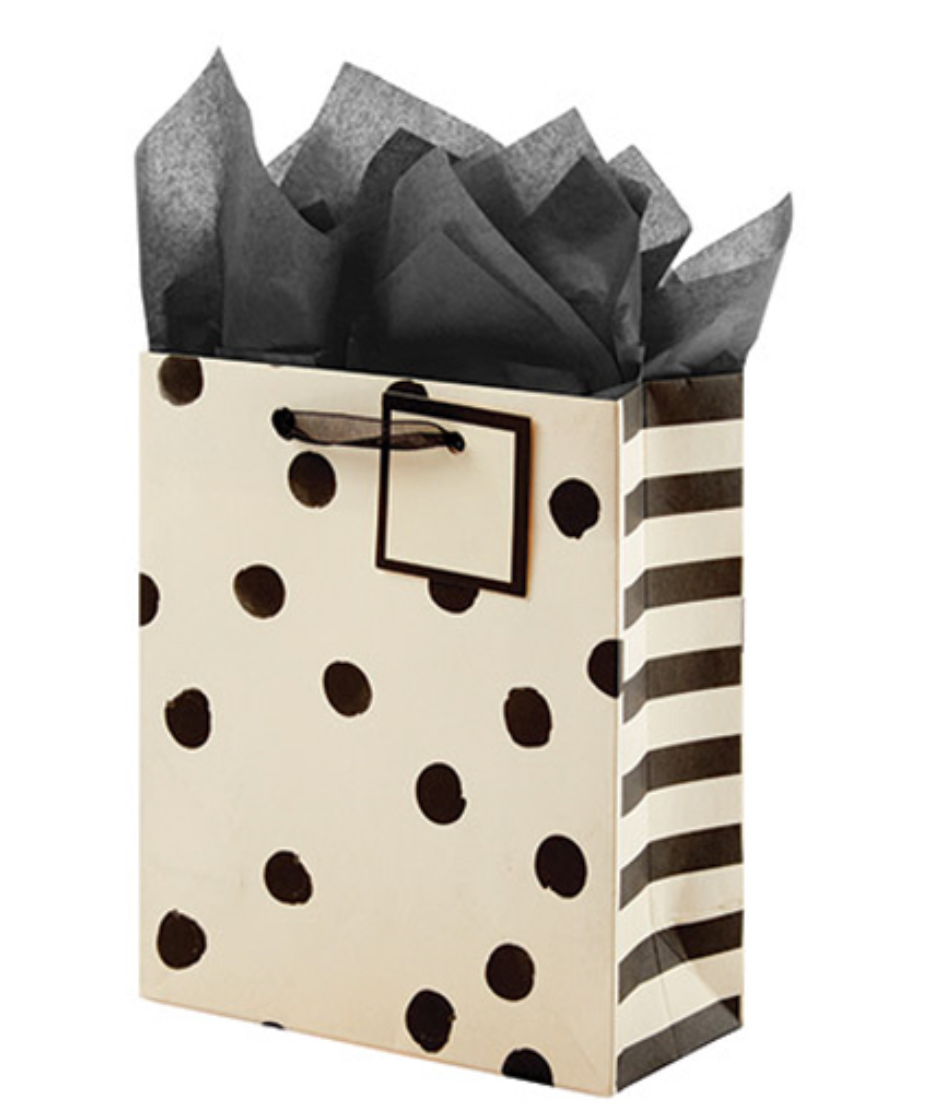 Small Gift Bag | Black Creme Dot