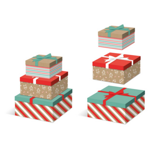 Nested Square Gift Boxes | Gingerbread