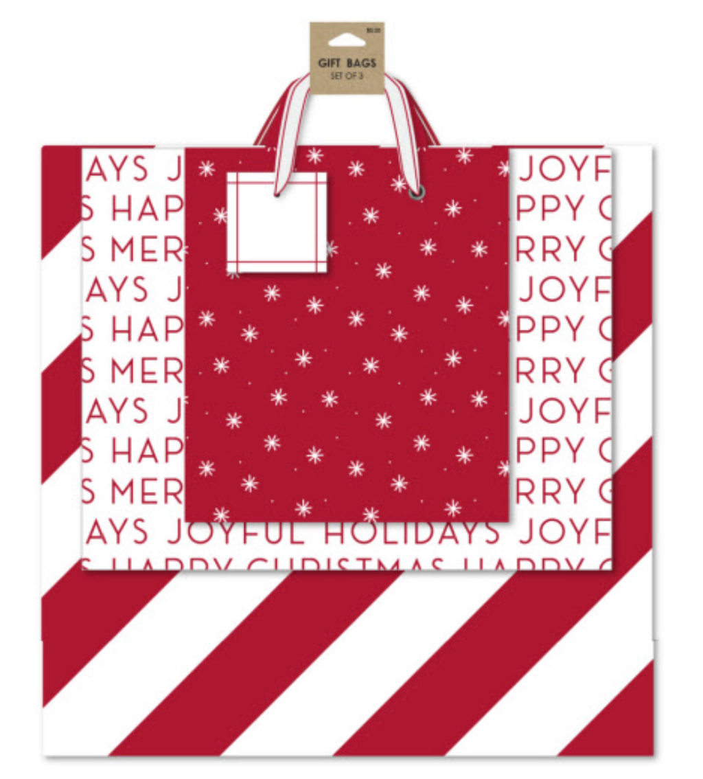 Gift Bag 3pk | Candy Cane Carriers