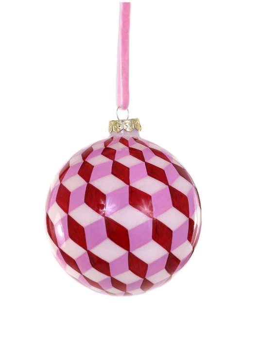 Tumbling Block Bauble Ornament | Pink Large