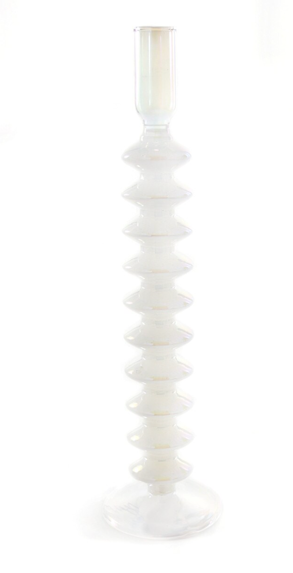 Stacked Disc Candlestick | White