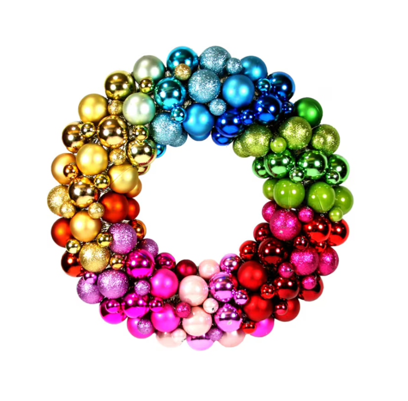 Ball Encrusted Wreath | Rainbow