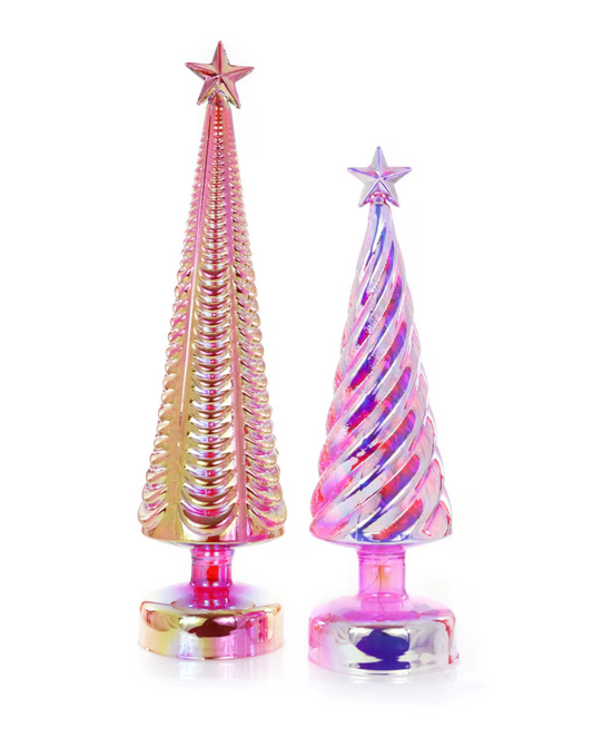 Iridescent Lit Tree | Pink | Set of 2