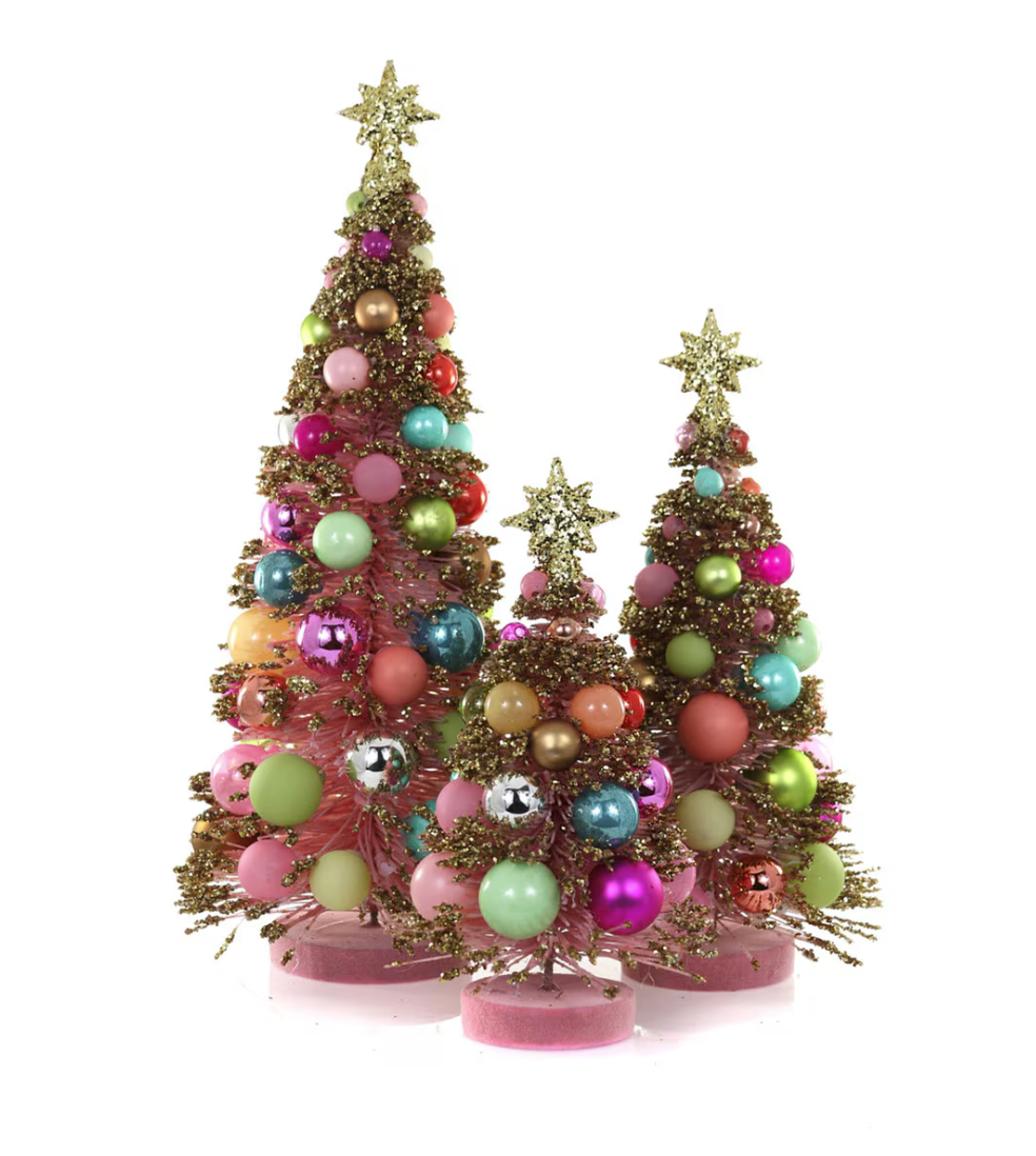 Merry And Bright Trees | Pink | Set of 3