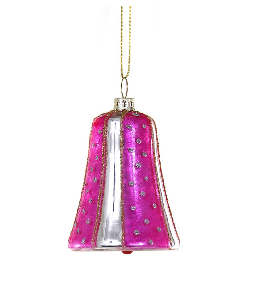 Glittered Stripe & Dot Bell Ornament