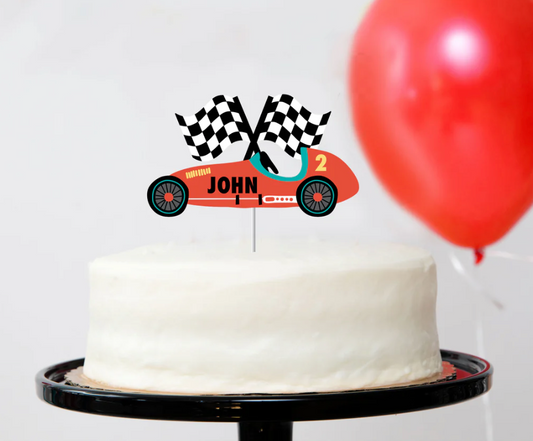 Vintage Race Car Cake Topper