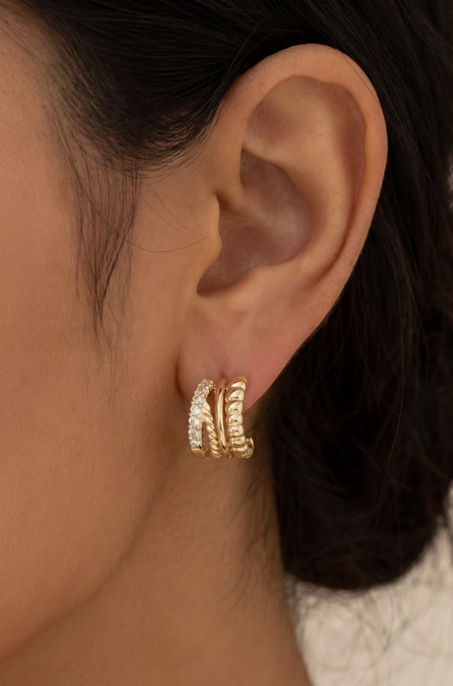 Mini Four Row Hoop Earrings