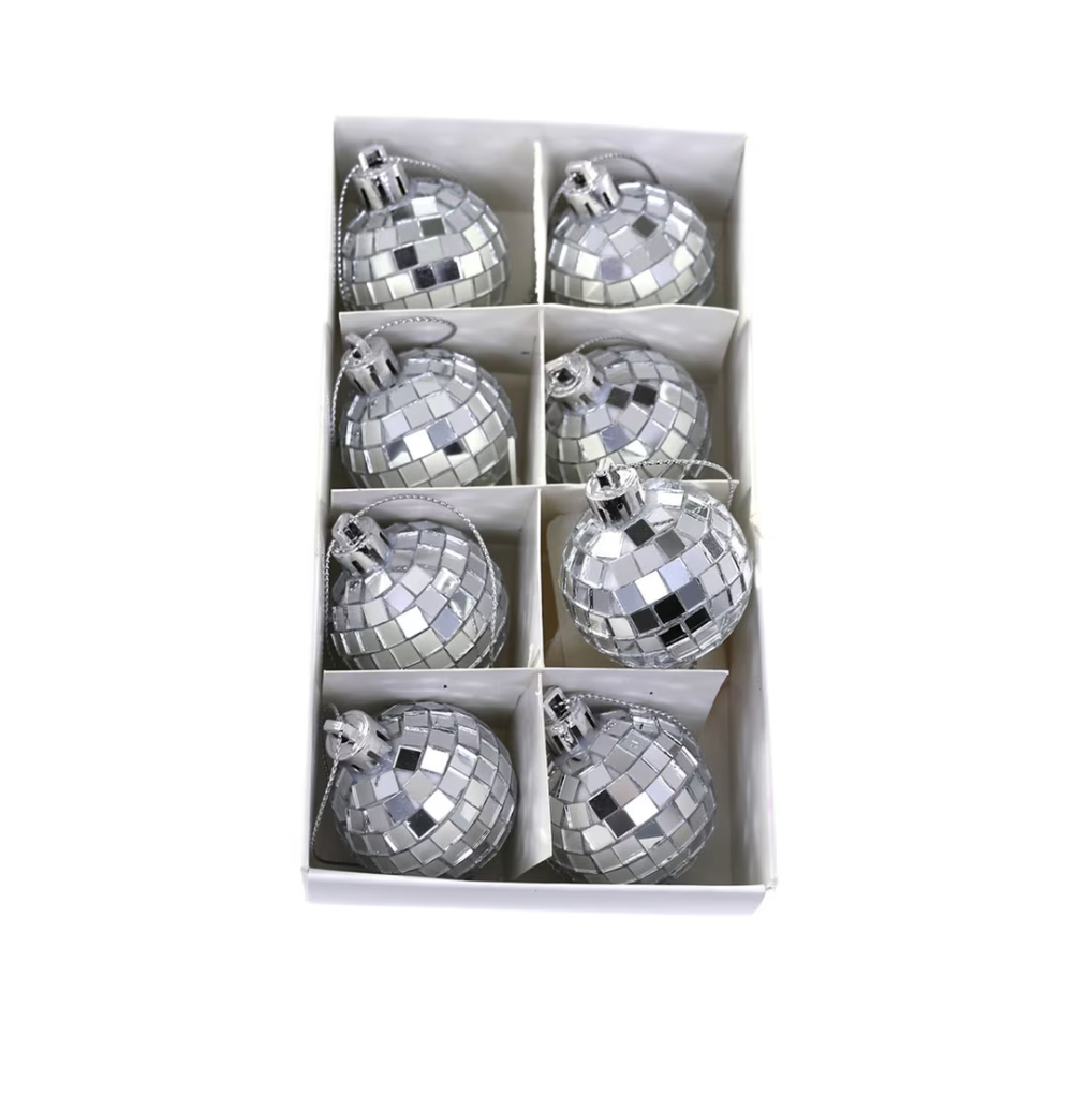 Tiny Disco Ball Ornament | Silver | Set of 8