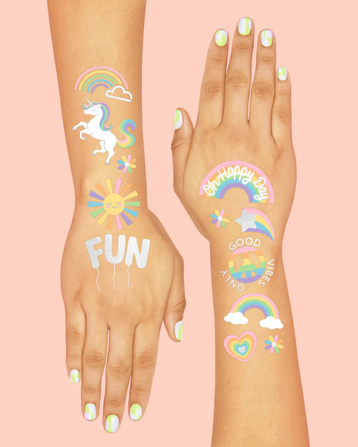 Pastel Rainbow Foil Temporary Tattoos