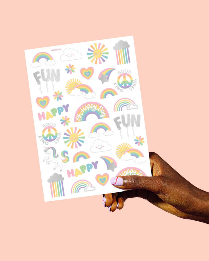 Pastel Rainbow Foil Temporary Tattoos
