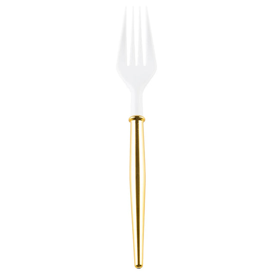 Bella Cocktail Fork | White/Gold Handle-20pc