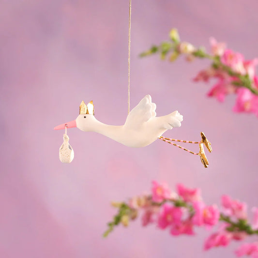 Flying Stork Ornament | Pink