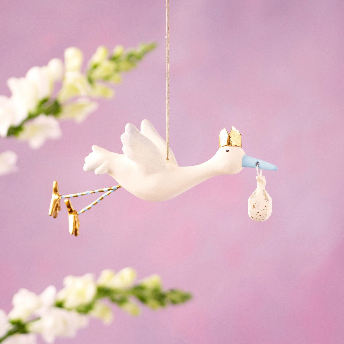 Flying Stork Ornament | Blue