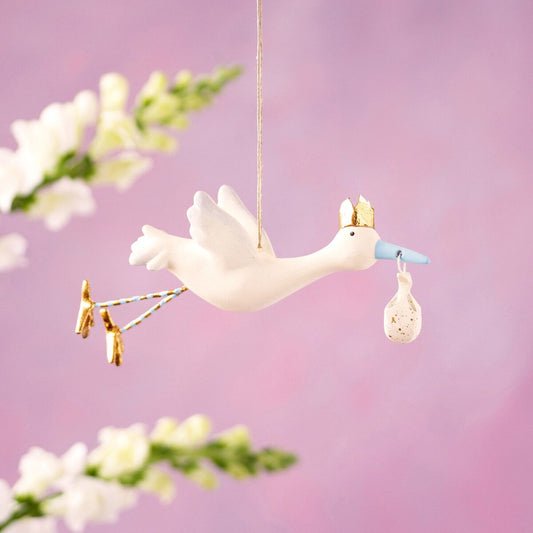 Flying Stork Ornament | Blue