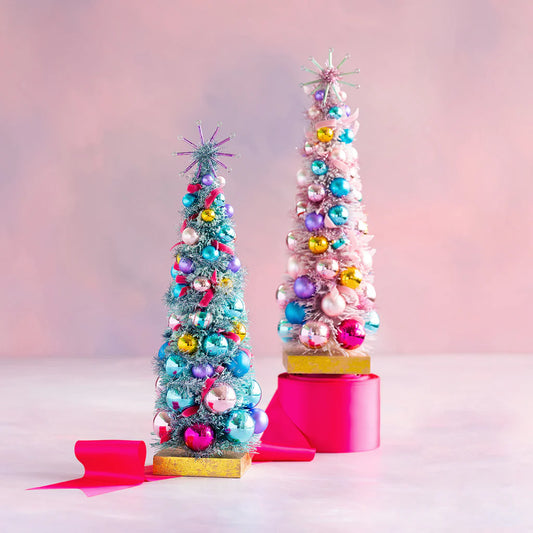 Vintage Pastel Tree w/ Glass Ornaments