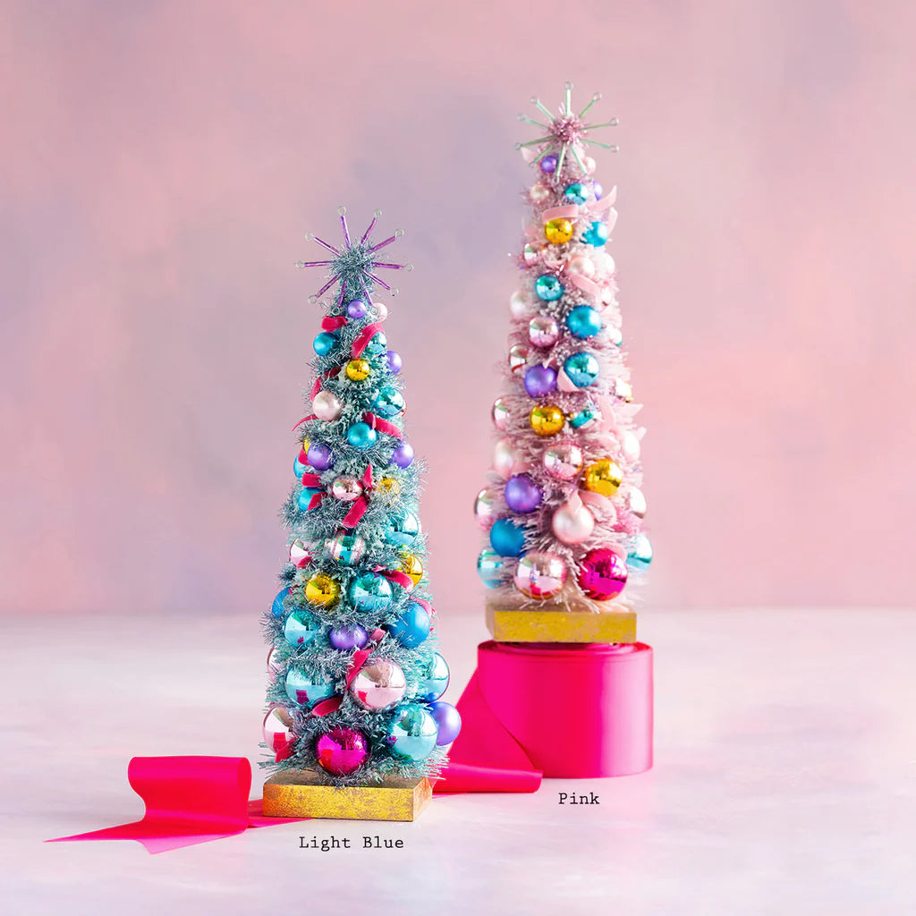 Vintage Pastel Tree w/ Glass Ornaments