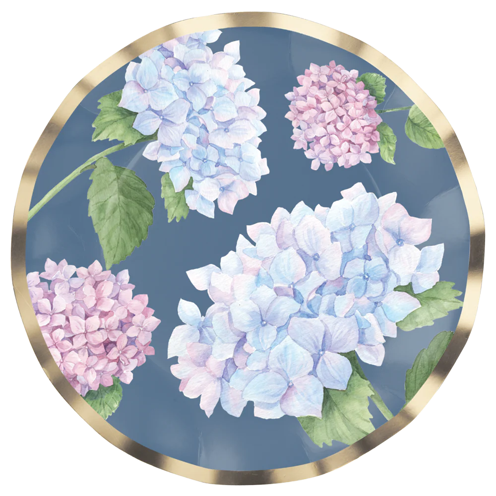 Wavy Salad Plate | Hydrangeas