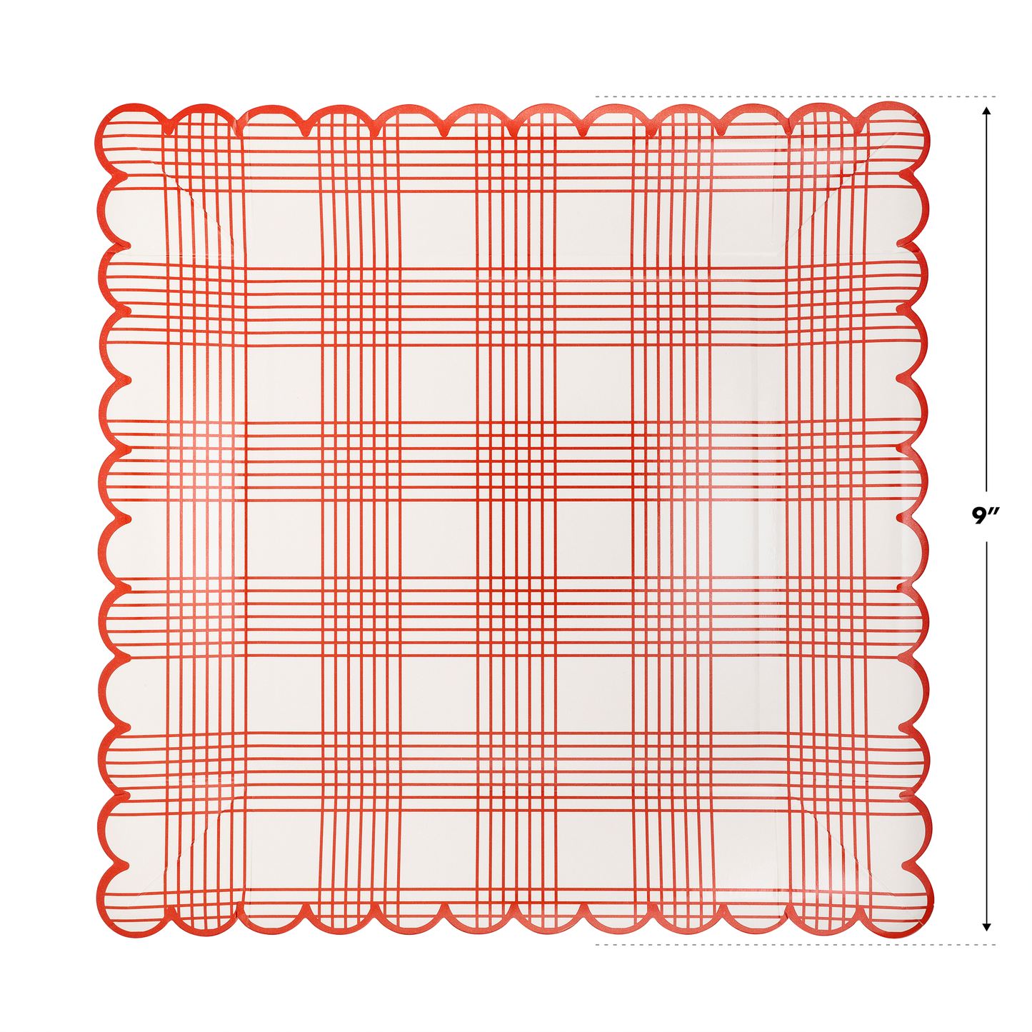 Red Stripe Checked Paper Plate