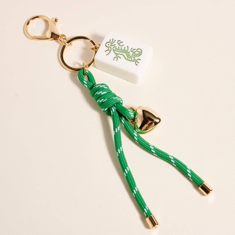 Mahjong Tile Puffy Heart Cord Bag Charm