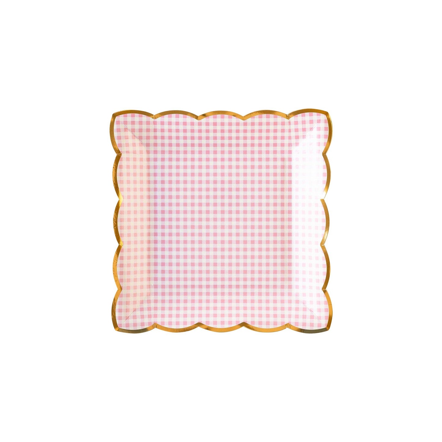 Pink Gingham Square Plate