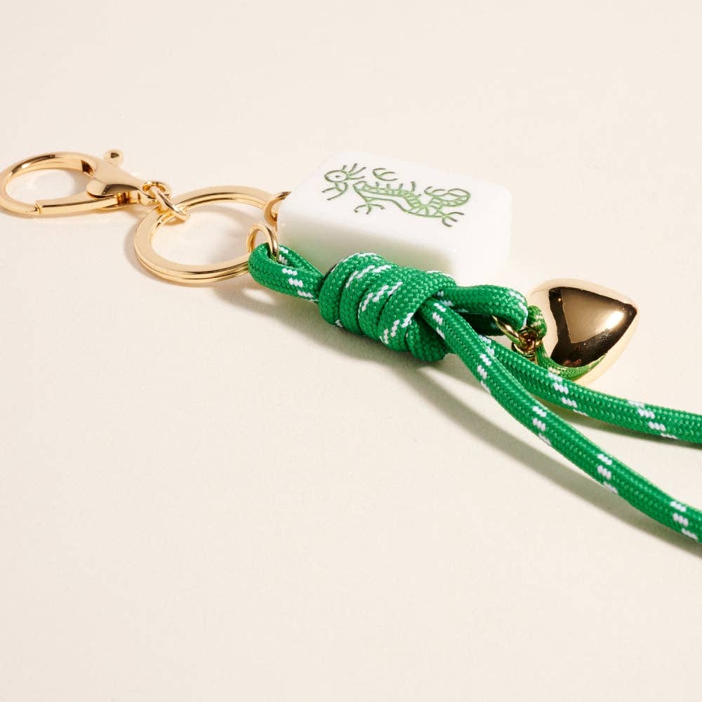 Mahjong Tile Puffy Heart Cord Bag Charm