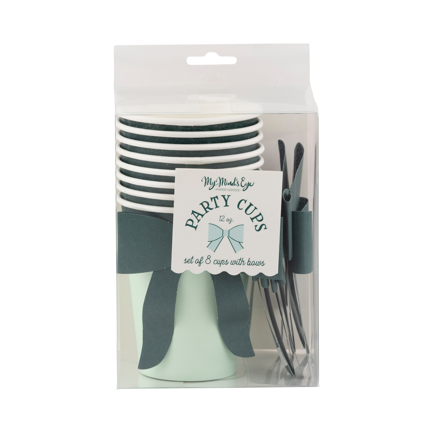 Mint and Green Bow Paper Cups