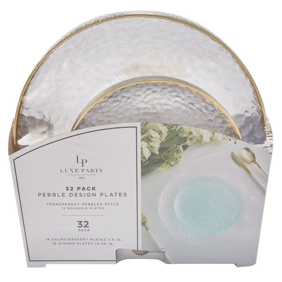 Clear+Gold Pebble Plate Set