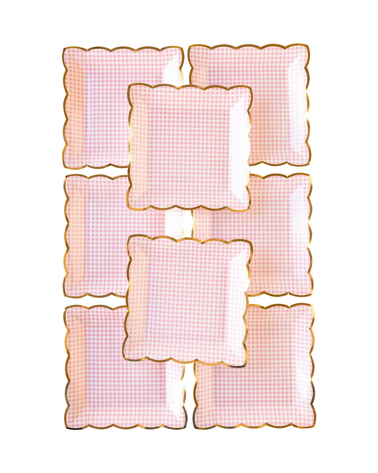 Pink Gingham Square Plate