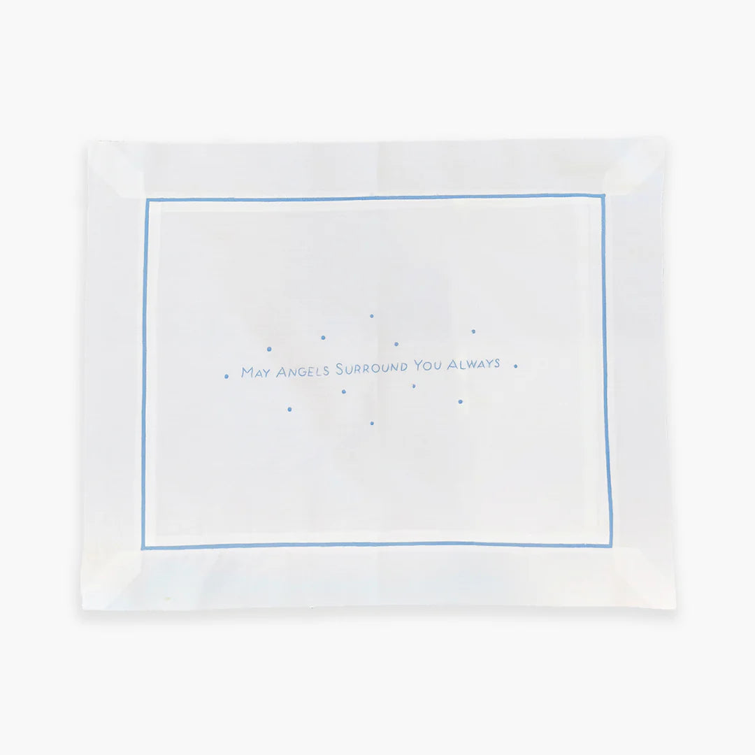 Angels Embroidered Pillowcase | Blue