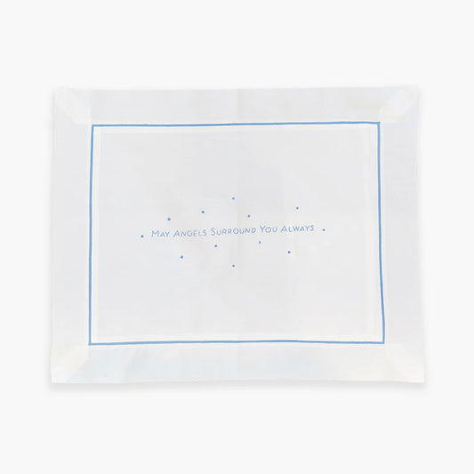 Angels Embroidered Pillowcase | Blue
