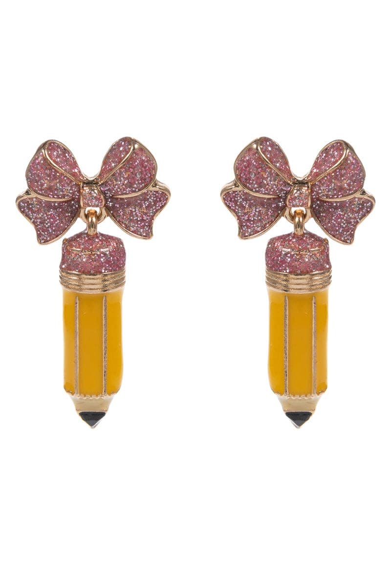 School Pencil + Bow Earrings