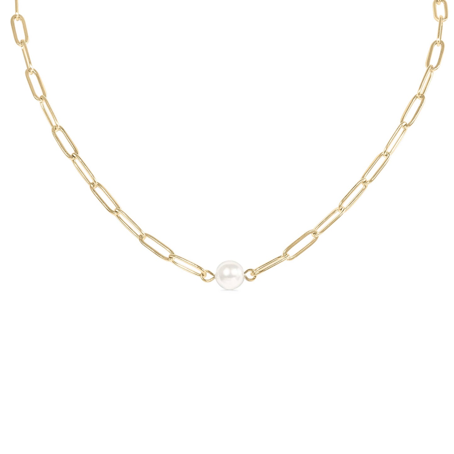 Paperclip Necklace With Pearl
