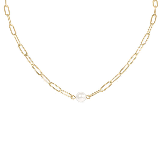 Paperclip Necklace With Pearl