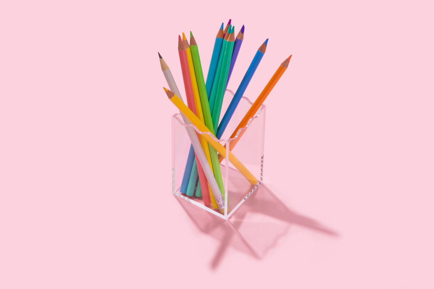 Wavy Pen + Pencil Cup - Clear