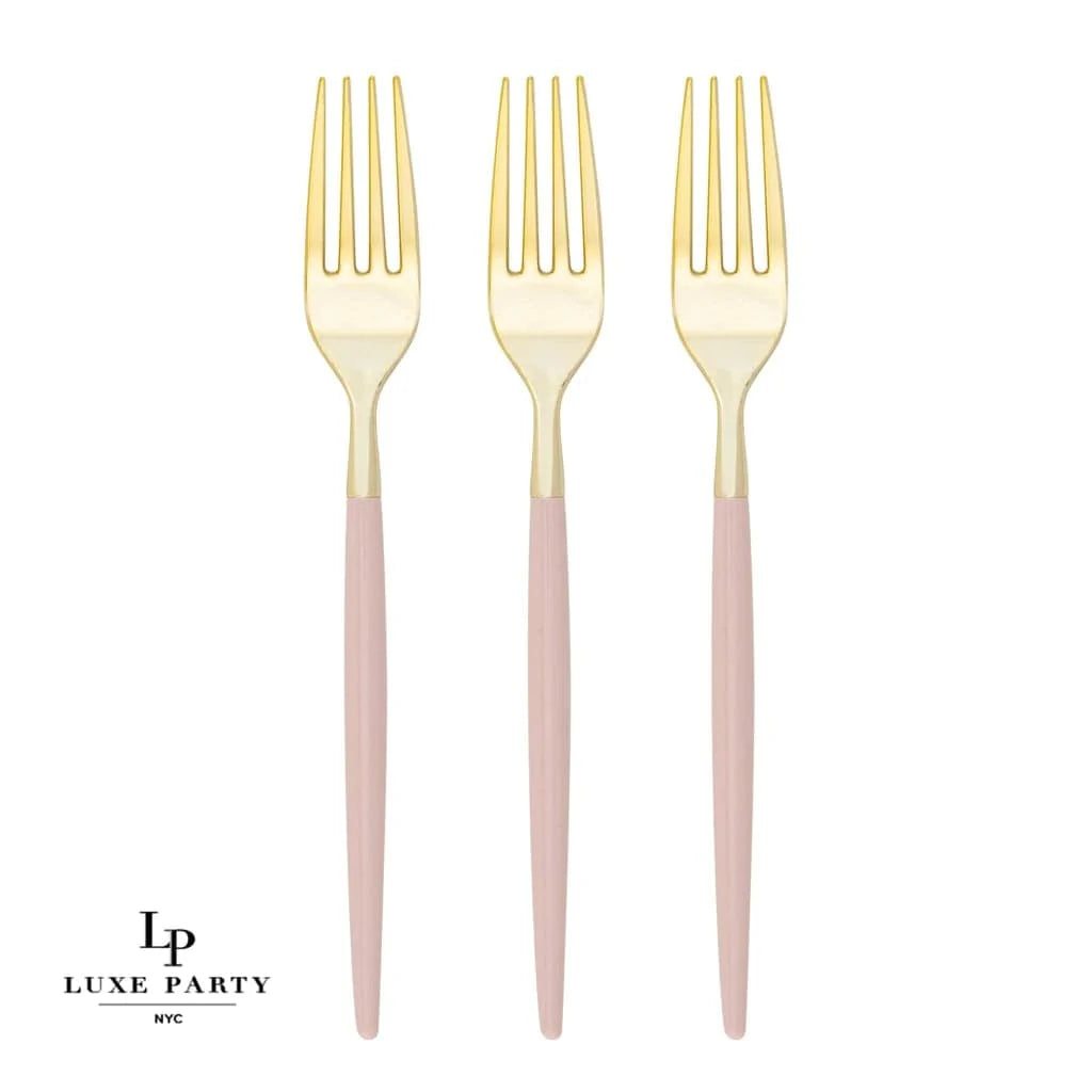 Plastic Fork Cutlery Pack | Blush & Gold