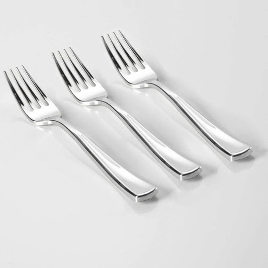 Classic Design Silver Plastic Forks