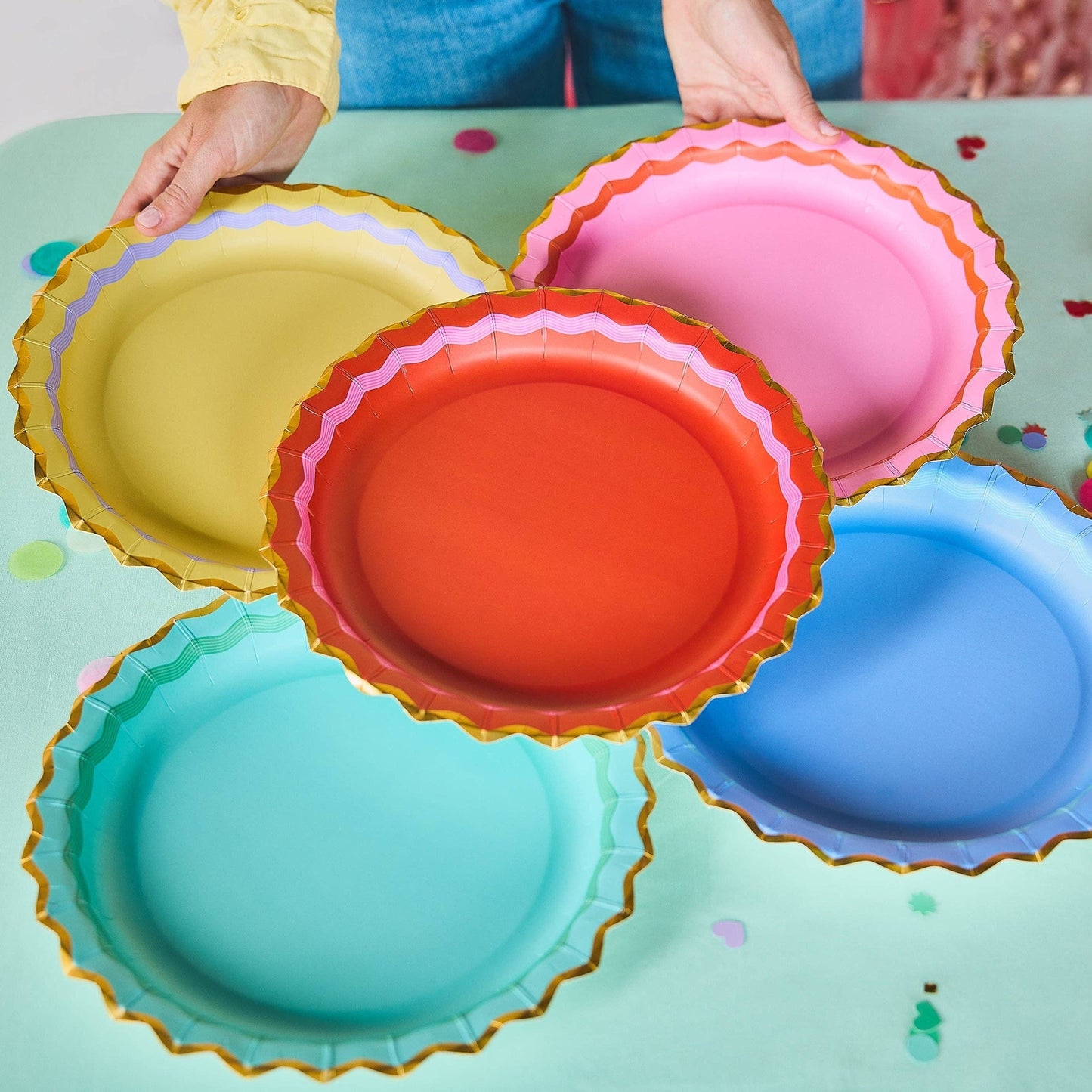 Rainbow Ric Rac Dinner Plates