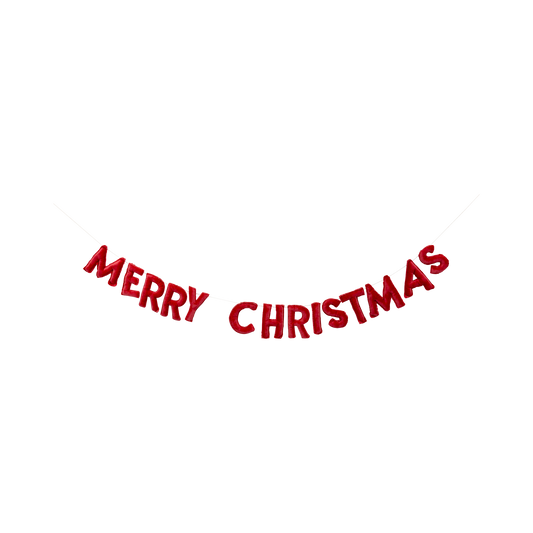 Puffy Red Velvet Merry Christmas Banner