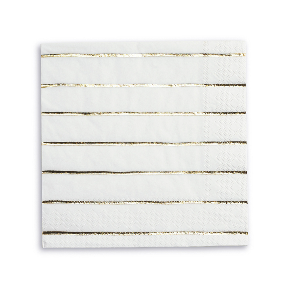 Frenchie Metallic Striped Large Napkins | Gold