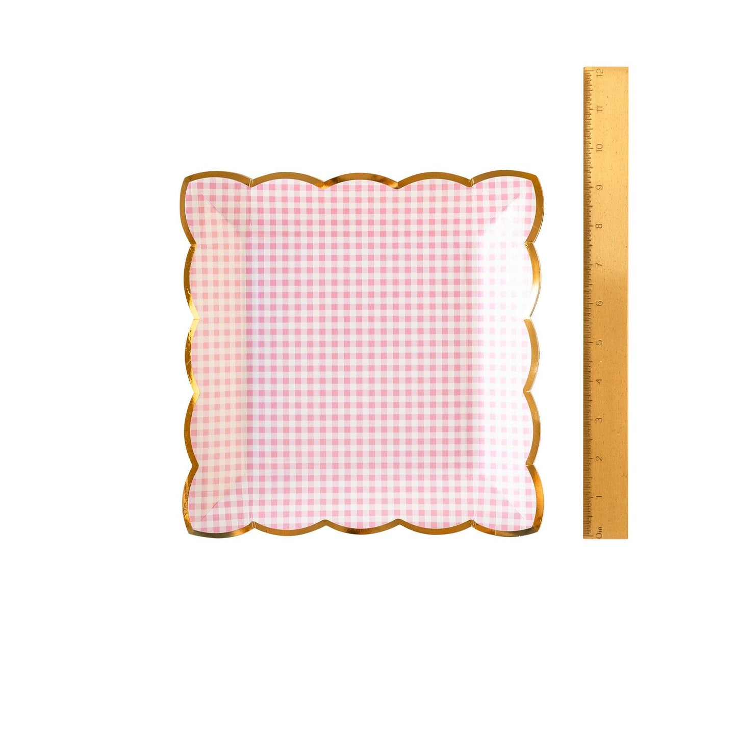 Pink Gingham Square Plate