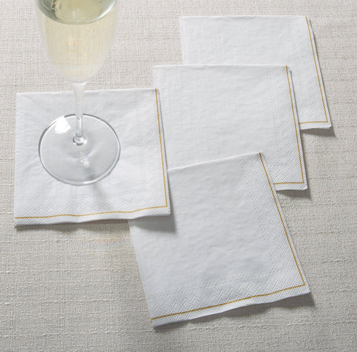 White+Gold Stripe Cocktail Napkins