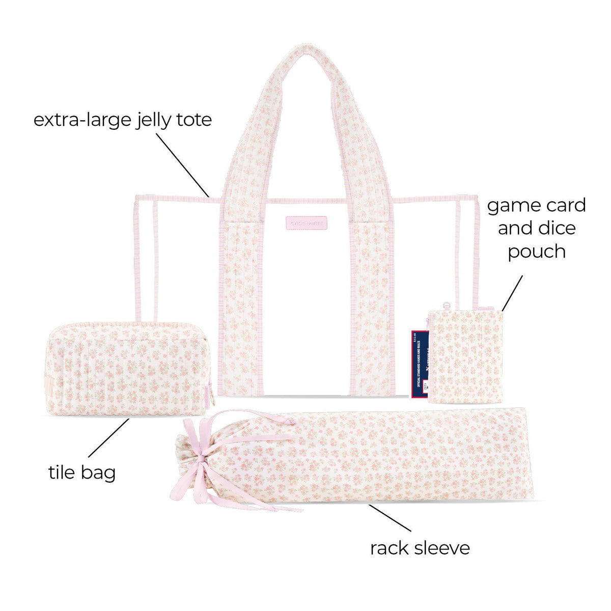 Mahjong Jelly Tote Set | Ballet Pink Bow