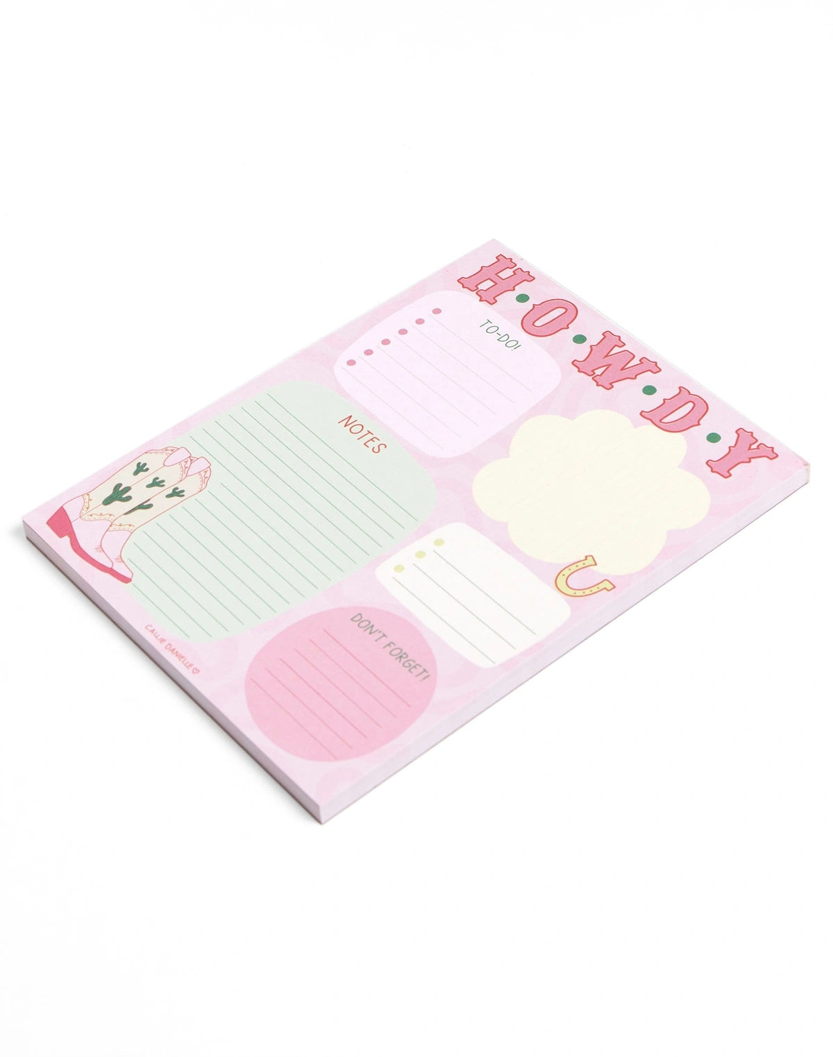 Howdy Cowgirl Boots Western Daily Notepad