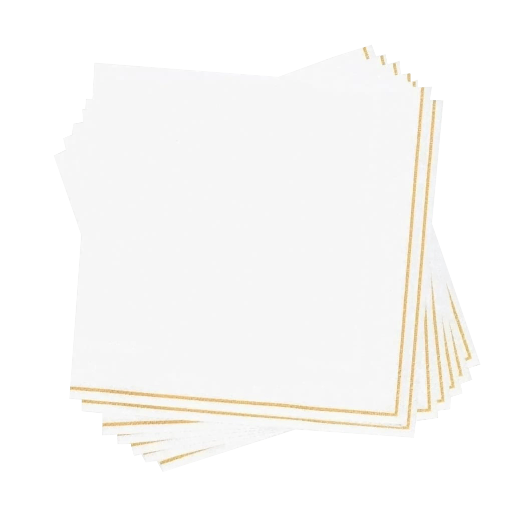 White+Gold Stripe Cocktail Napkins