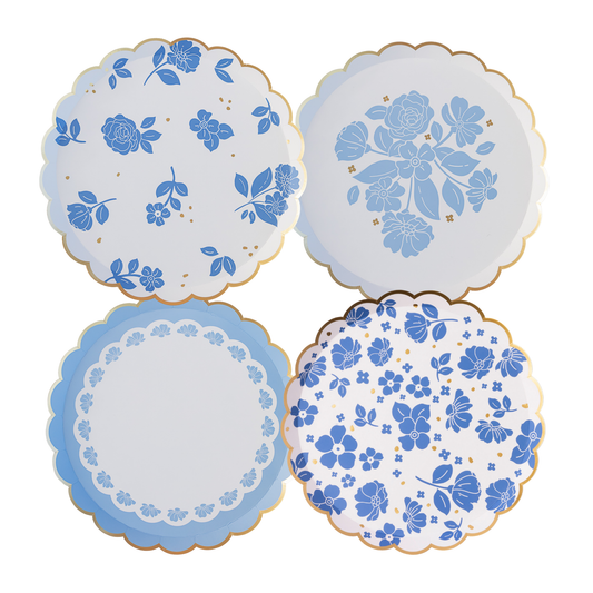 Belle Blue Elegant Floral Dessert Plates